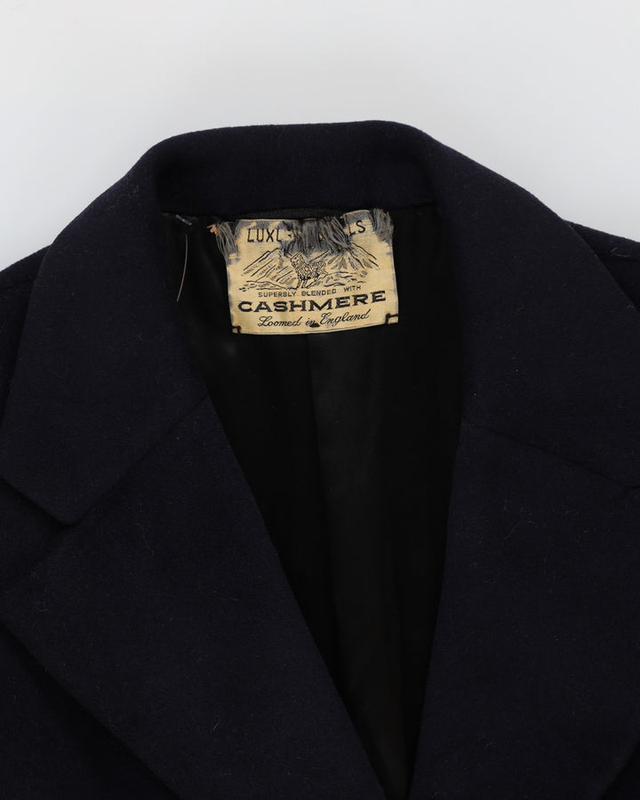 Vintage Navy Wool And Cashmere Blend Overcoat - M