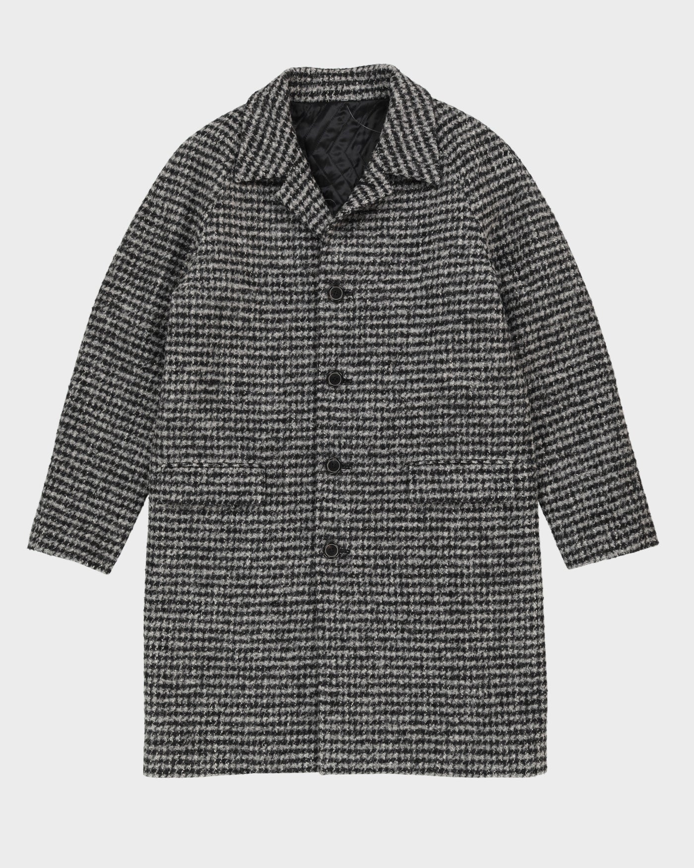 Solid Homme Grey Houndstooth Overcoat - M