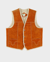 Vintage 1970s Brown Suede Waistcoat - S