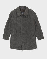 Vintage 80s Burberry Brown Wool Irish Tweed Coat - M