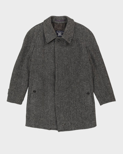 Vintage 80s Burberry Brown Wool Irish Tweed Coat - M