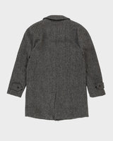 Vintage 80s Burberry Brown Wool Irish Tweed Coat - M