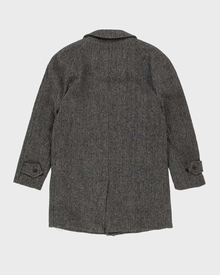 Vintage 80s Burberry Brown Wool Irish Tweed Coat - M