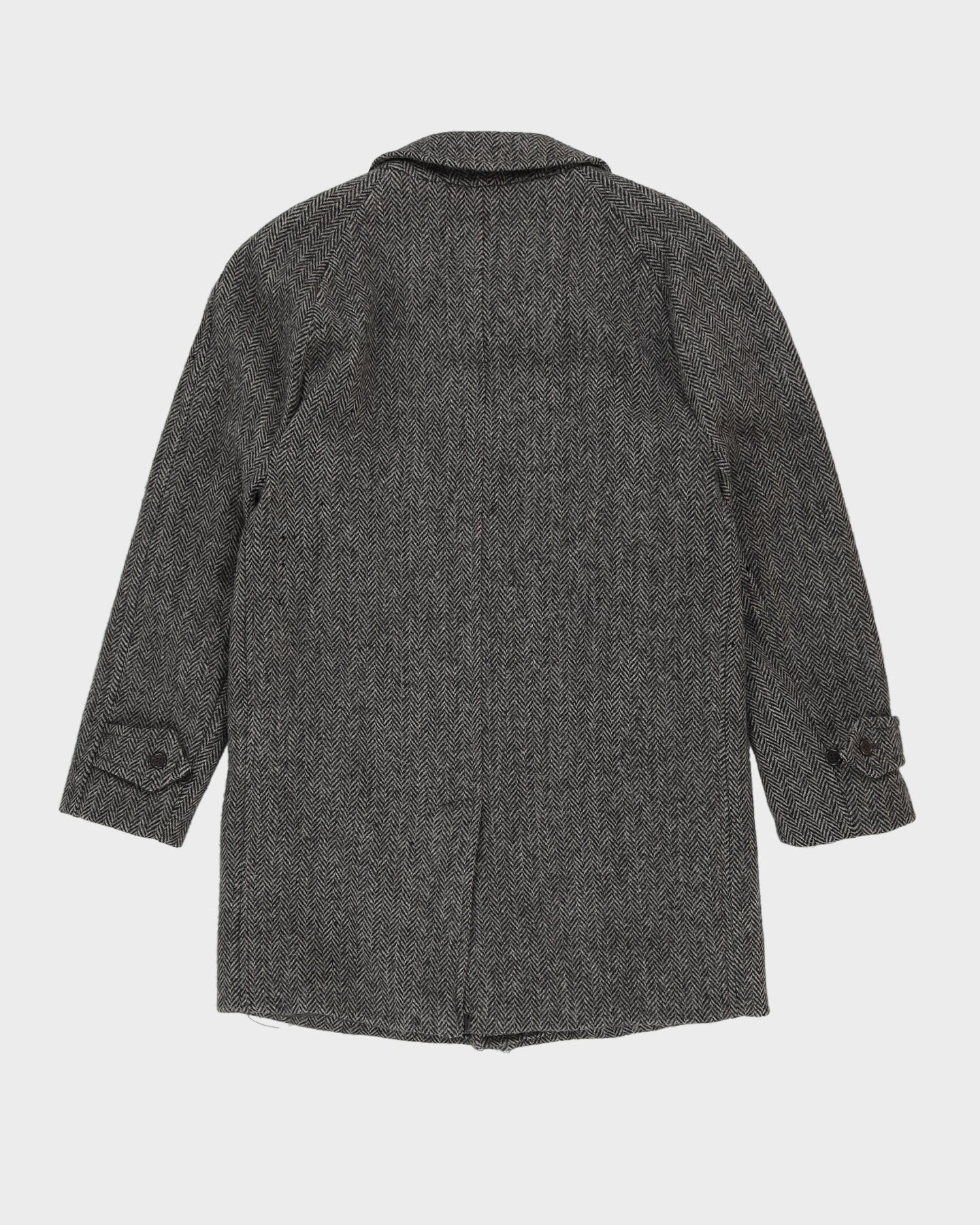 Vintage 80s Burberry Brown Wool Irish Tweed Coat - M