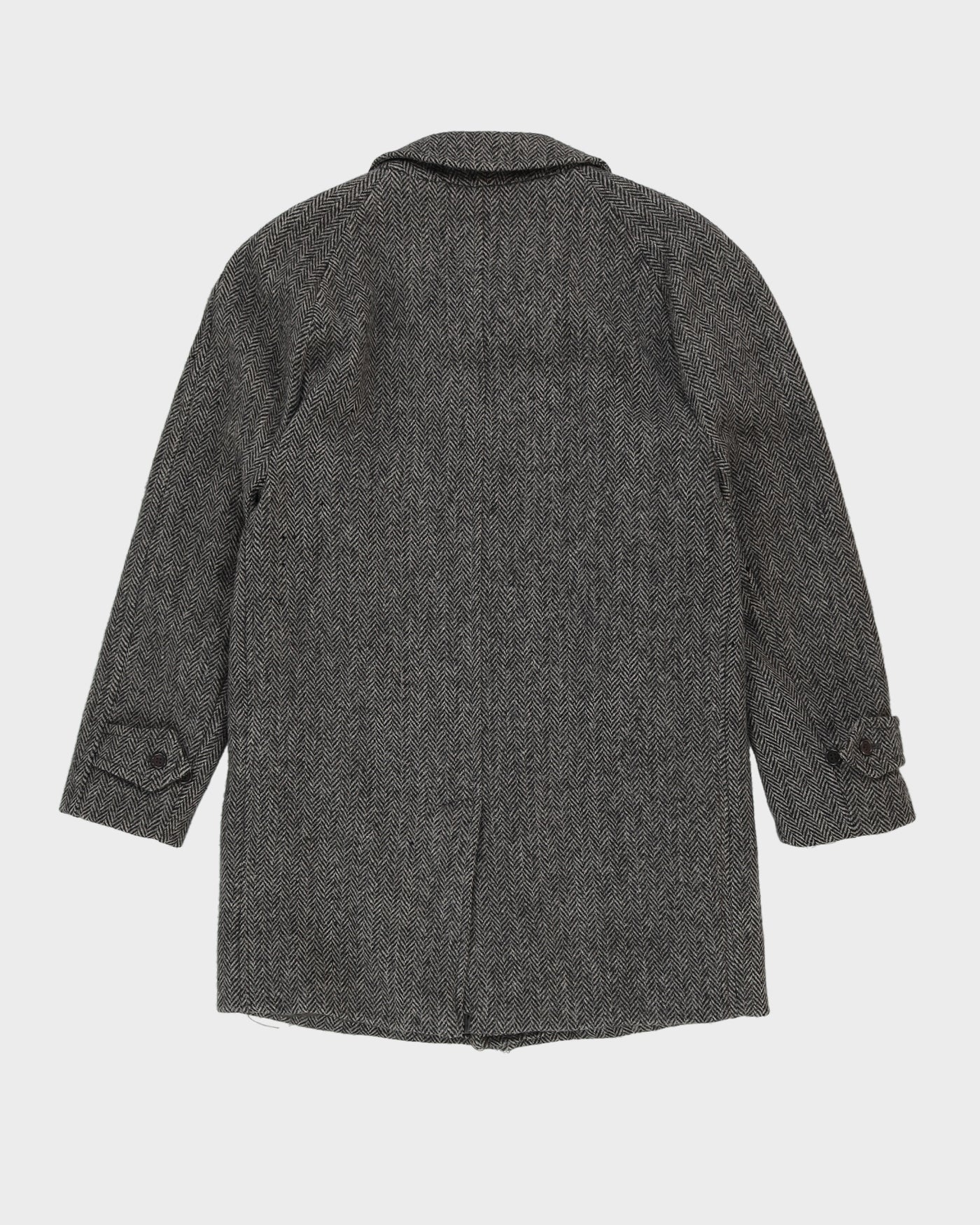 Vintage 80s Burberry Brown Wool Irish Tweed Coat - M