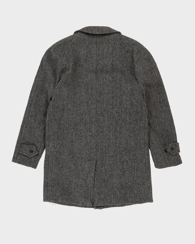 Vintage 80s Burberry Brown Wool Irish Tweed Coat - M