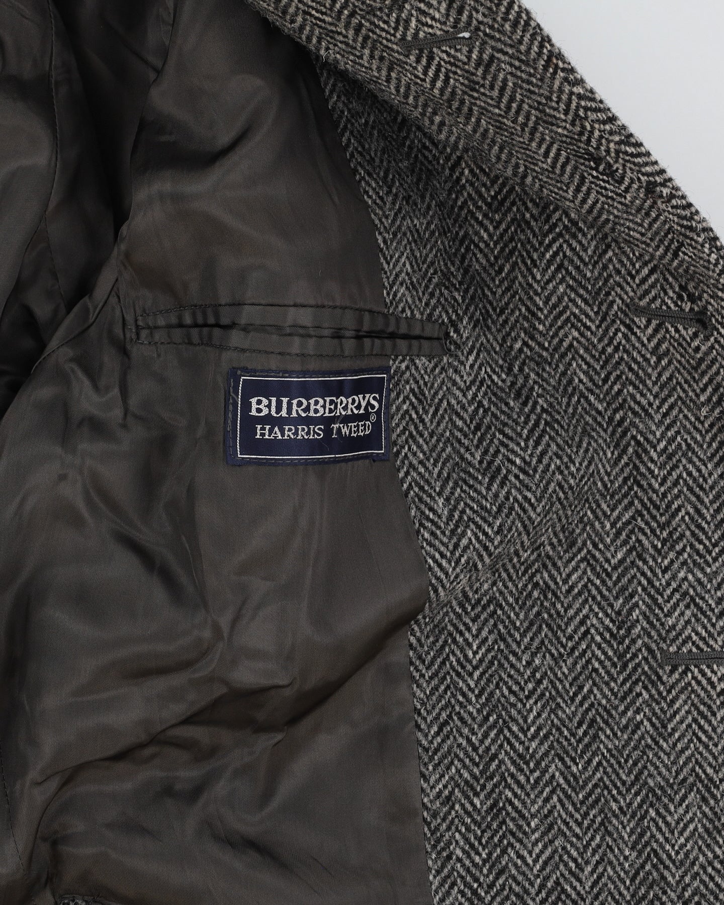 Vintage 80s Burberry Brown Wool Irish Tweed Coat - M
