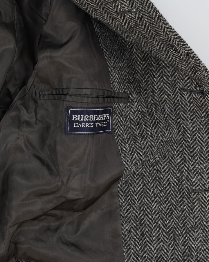 Vintage 80s Burberry Brown Wool Irish Tweed Coat - M