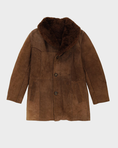 Vintage 1980s Brown Suede Fur Lined Jacket - XS