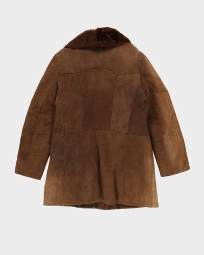 Vintage 1980s Brown Suede Fur Lined Jacket - XS