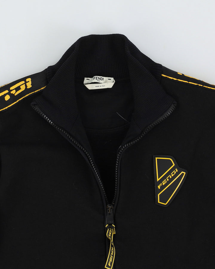 Fendi Black Track Jacket Yellow Logo Sleeved XS Rokit