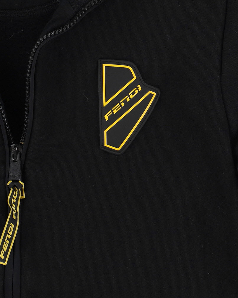 Fendi Black Track Jacket Yellow Logo Sleeved XS