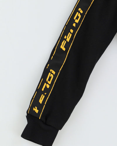 Fendi Black Track Jacket Yellow Logo Sleeved - XS