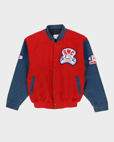 Vintage 90s SWC Bulldog Football Red Varsity Jacket - L