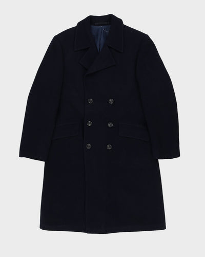 Vintage 1990s Navy Blue Wool Overcoat - XS