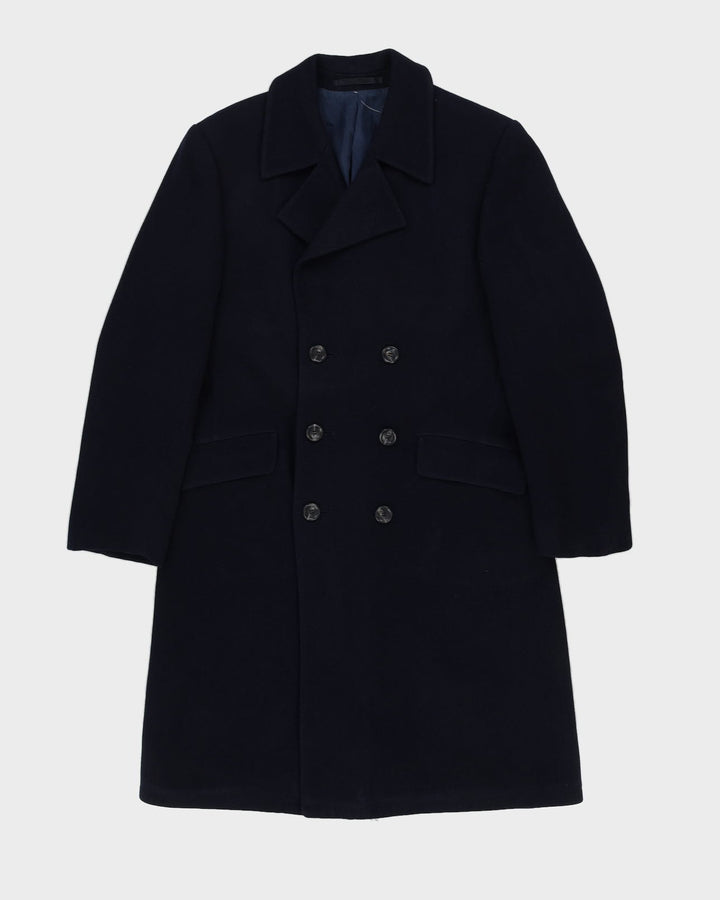 Vintage 1990s Navy Blue Wool Overcoat - XS
