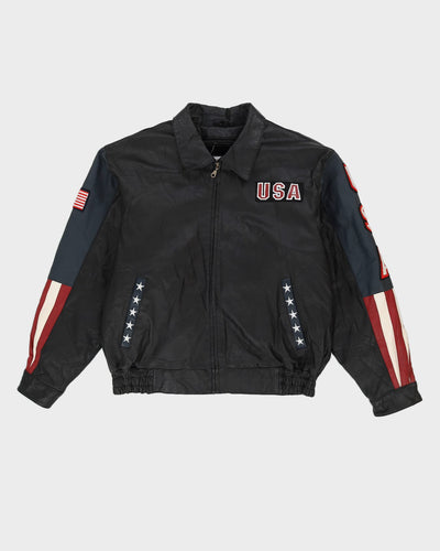 Black Leather With U.S.A Eagle Back - L