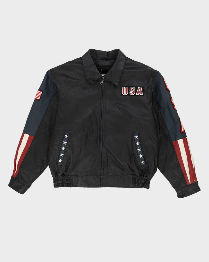 Black Leather With U.S.A Eagle Back - L