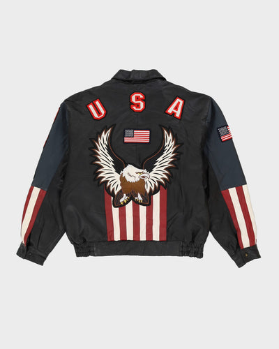 Black Leather With U.S.A Eagle Back - L