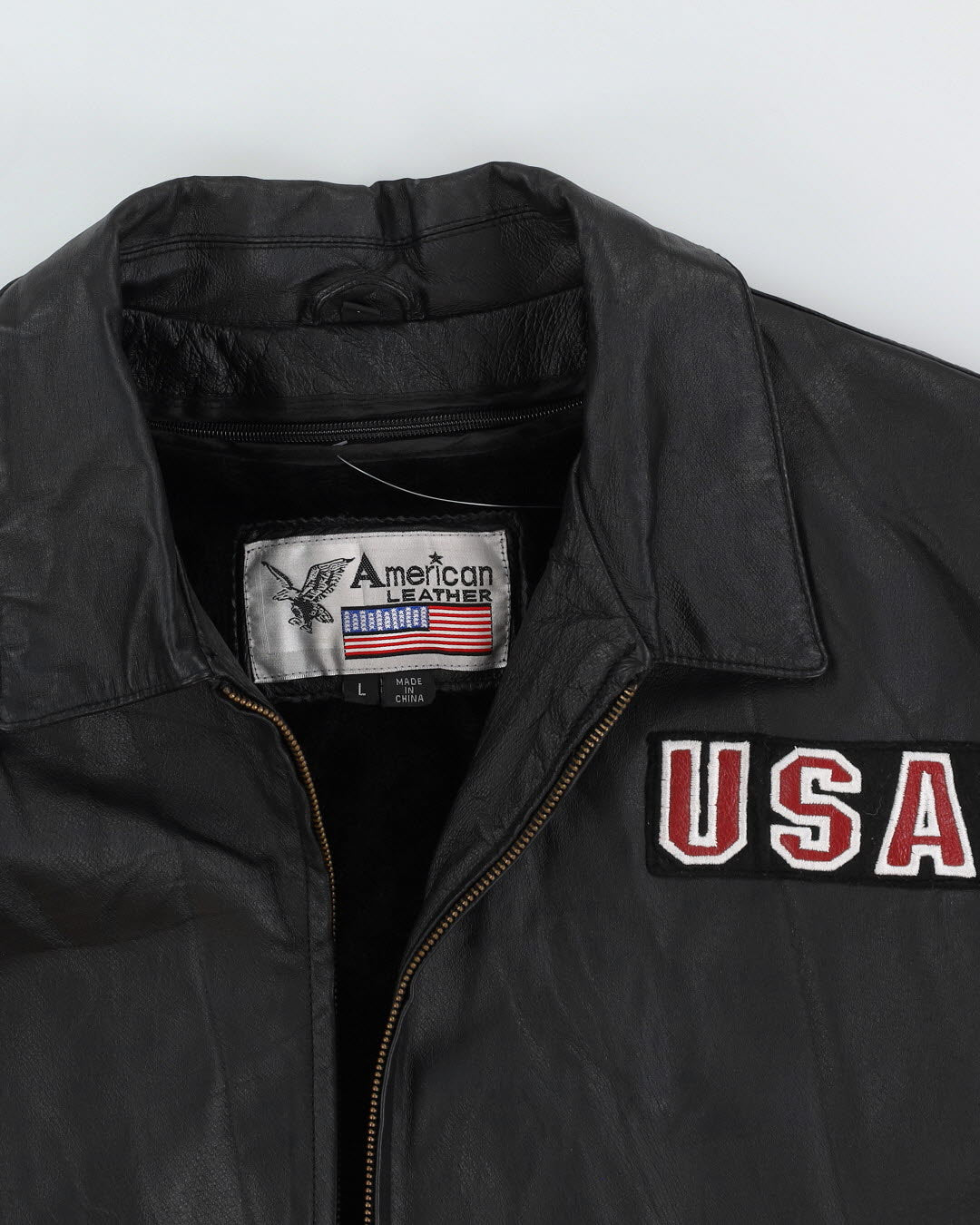 Black Leather With U.S.A Eagle Back - L