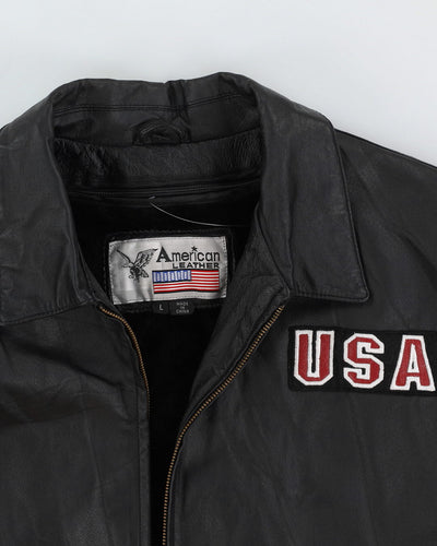 Black Leather With U.S.A Eagle Back - L