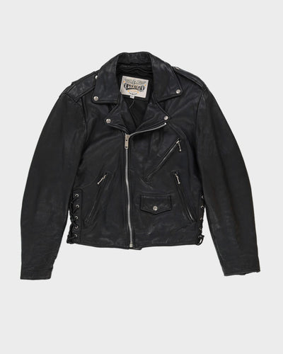 Black Leather Biker Jacket - S