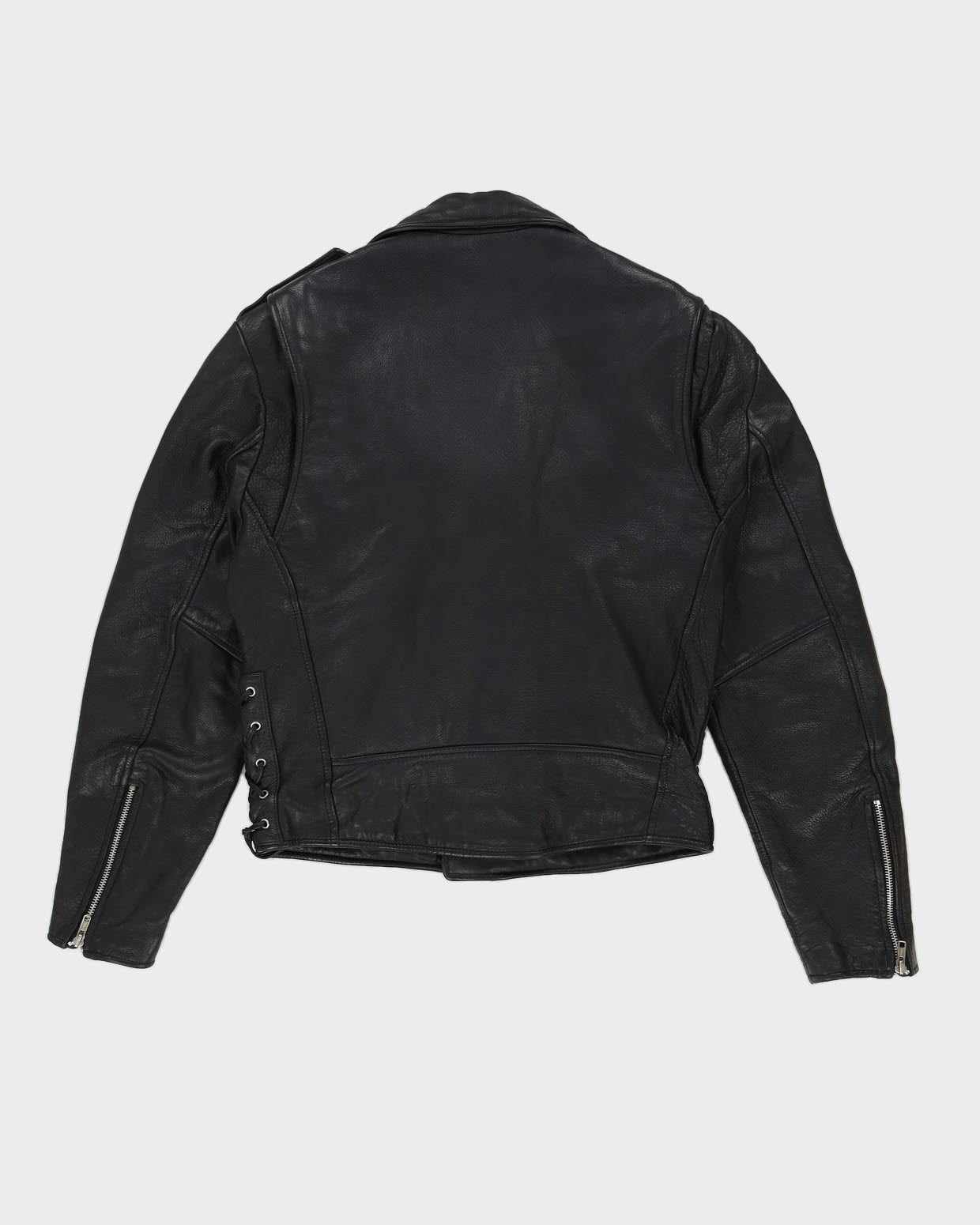 Black Leather Biker Jacket - S