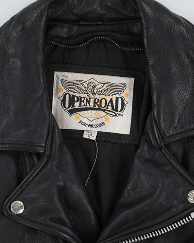 Black Leather Biker Jacket - S