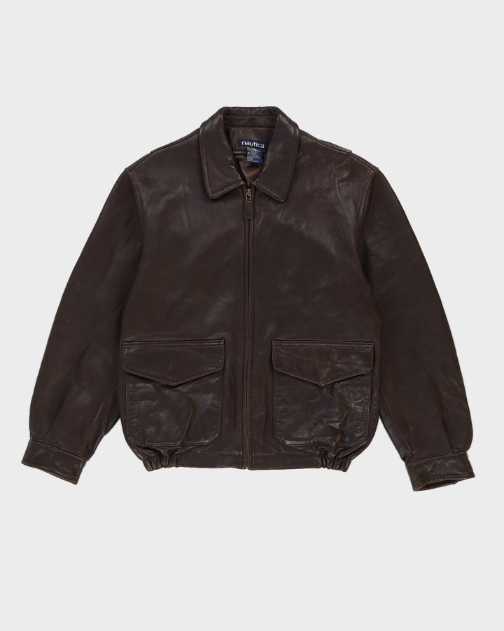 Nautica Brown Leather Jacket - M