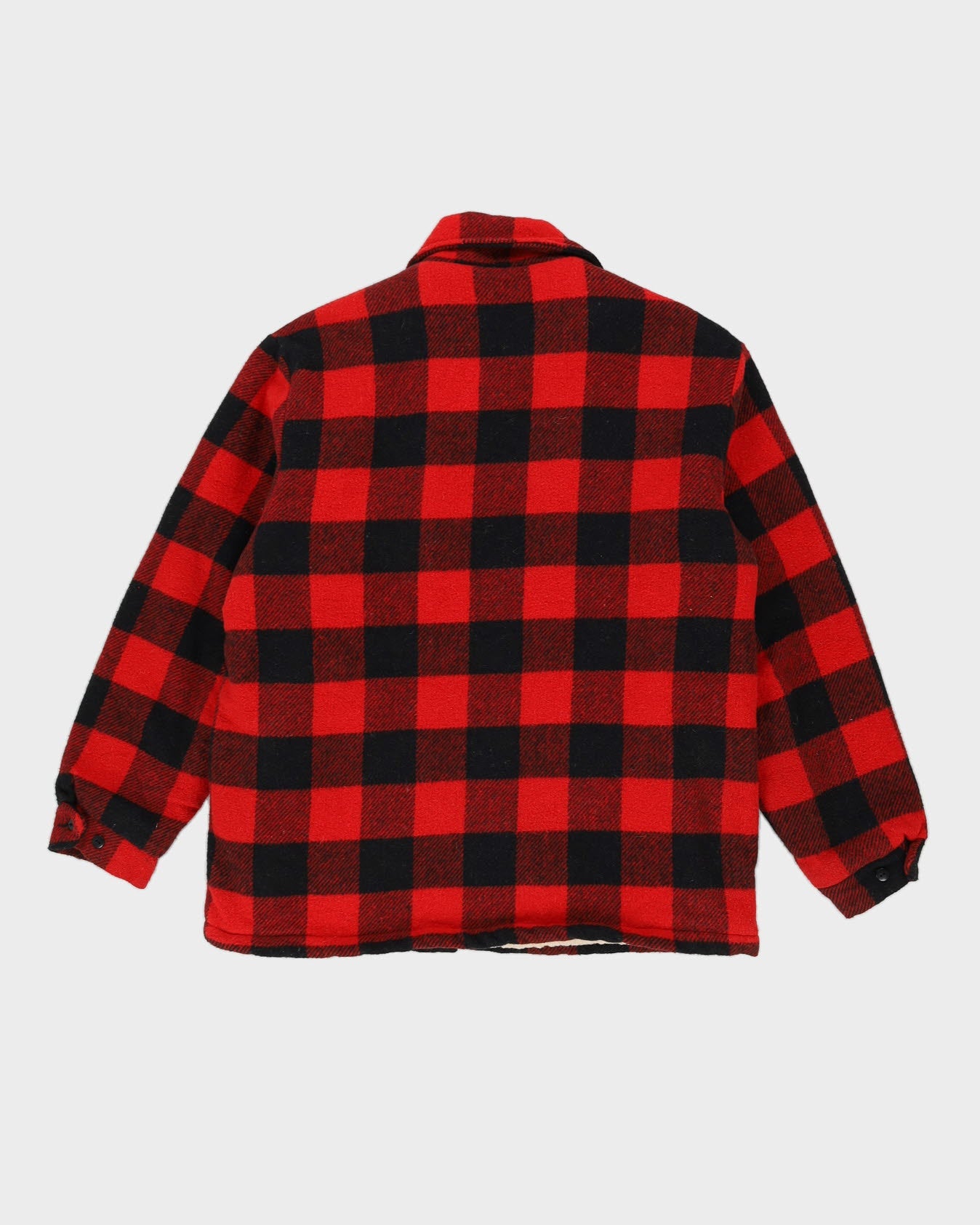 Red And Black Fleece Lined Wool Jacket - M / L