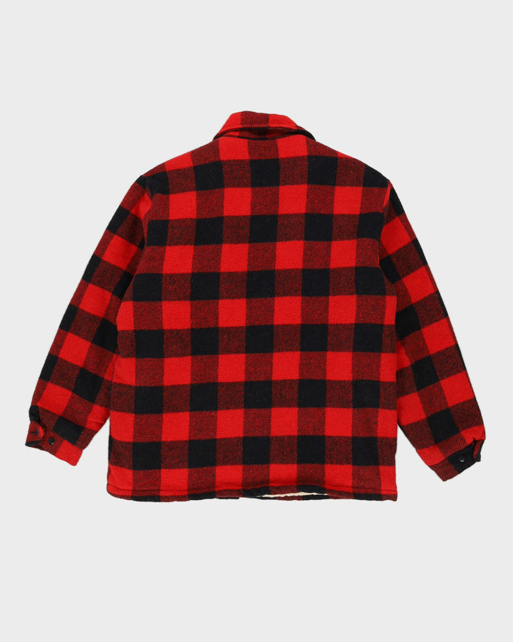 Red And Black Fleece Lined Wool Jacket - M / L