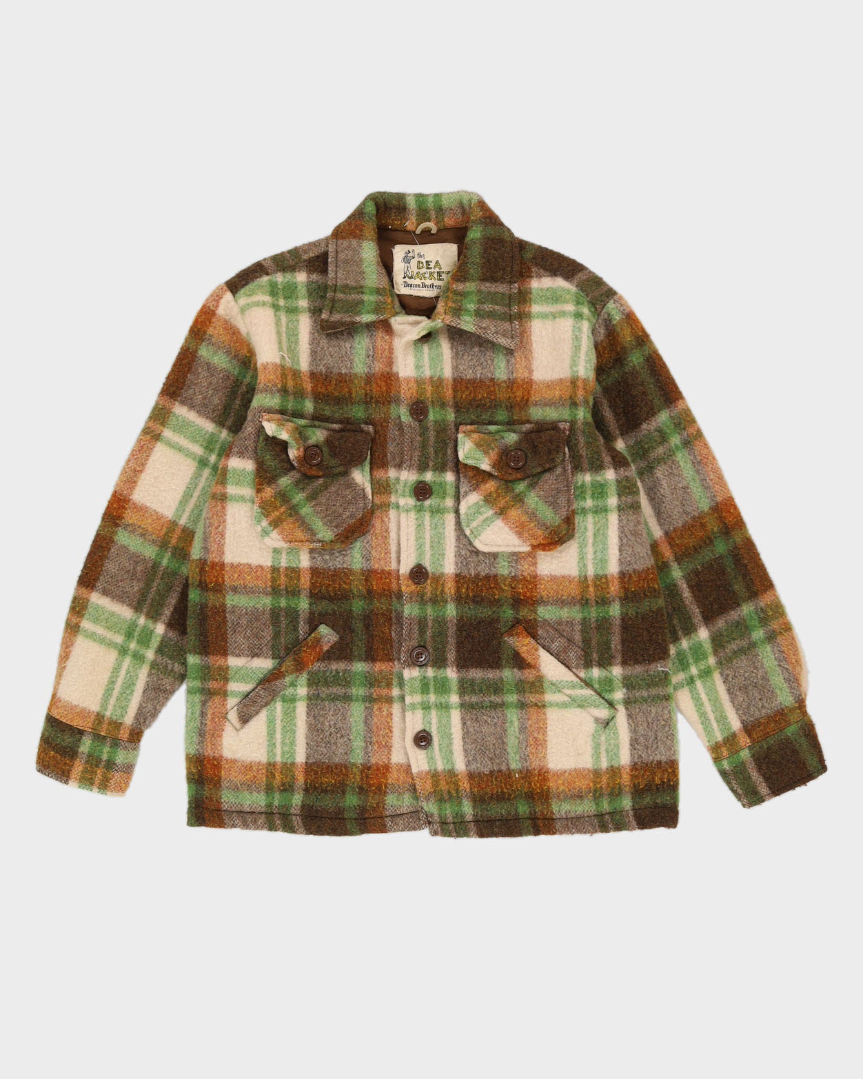 Vintage 1970s Green Checked Wool Jacket - S / M