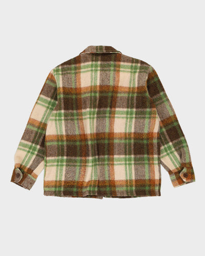 Vintage 1970s Green Checked Wool Jacket - S / M