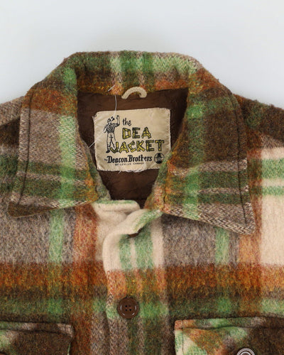 Vintage 1970s Green Checked Wool Jacket - S / M