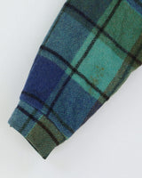 Vintage 1970s Blue And Green Checked Jacket - XS