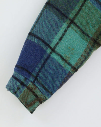 Vintage 1970s Blue And Green Checked Jacket - XS