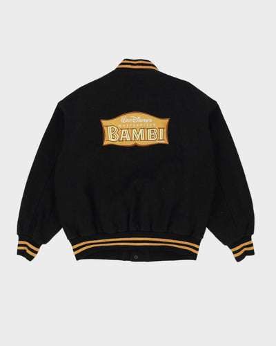 00s Walt Disney Bambi Black Varsity Jacket - M