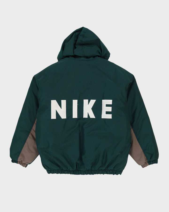 Vintage 90s Nike Green Puffer Jacket With Embroidery - M