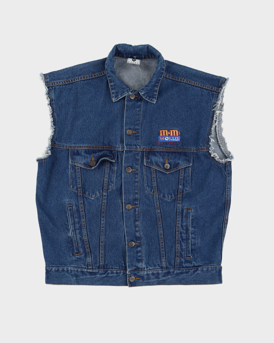 Vintage 90s M&amp;M's World Las Vegas Denim Gilet - M