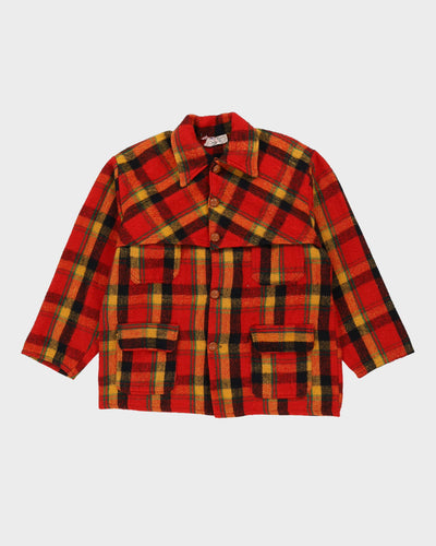 Vintage 1980s Red Checked Wool Jacket - M