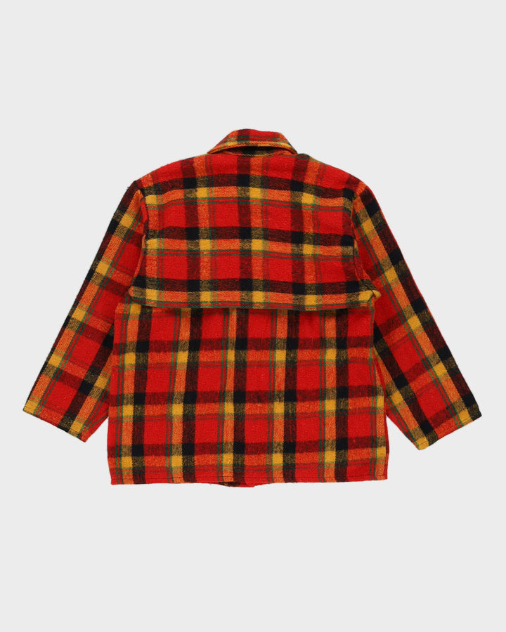 Vintage 1980s Red Checked Wool Jacket - M