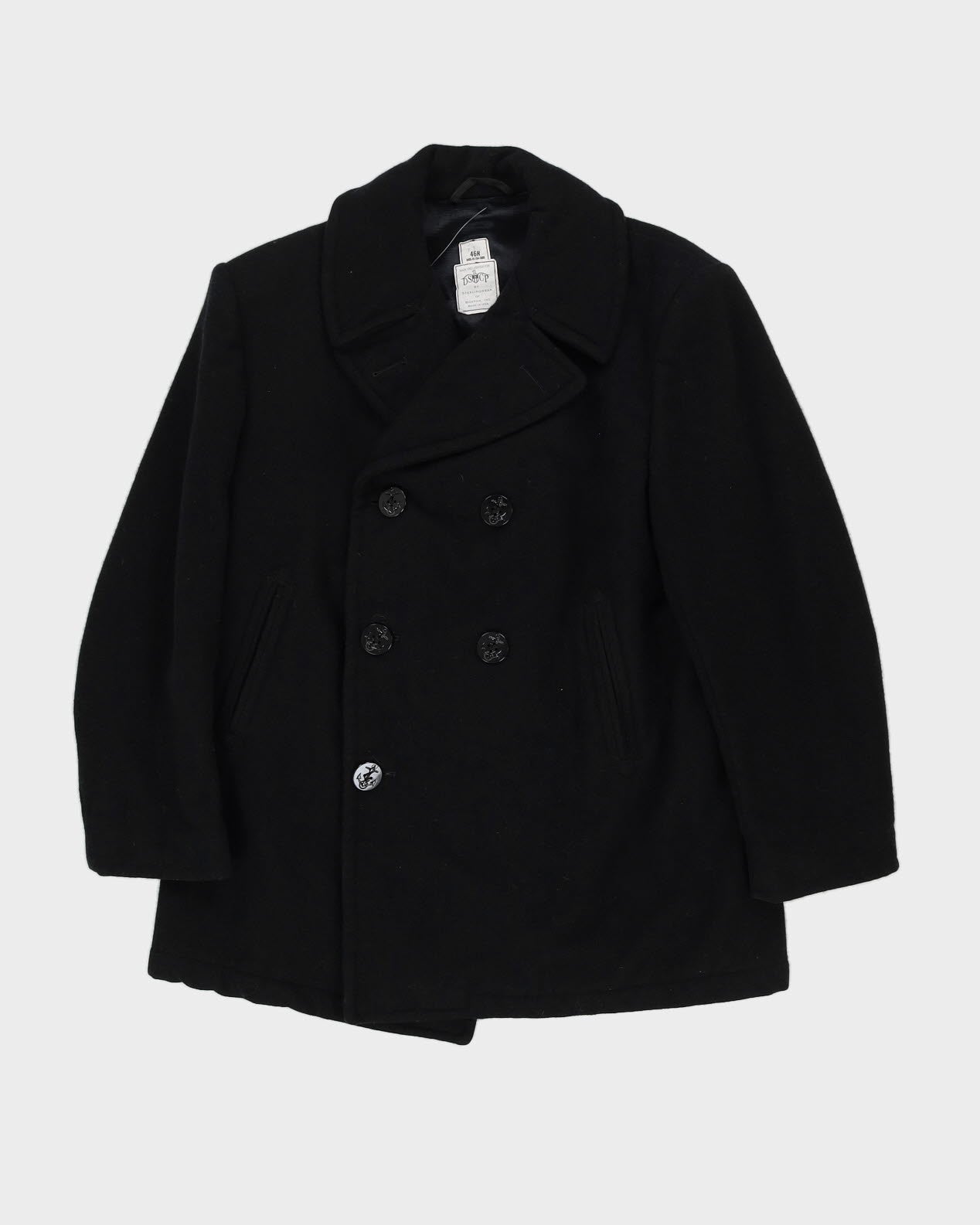 Black Navy Pea Coat - M