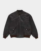 Vintage 70s Bomber Brown Fleece Lined Leather Jacket - L