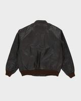 Vintage 70s Bomber Brown Fleece Lined Leather Jacket - L
