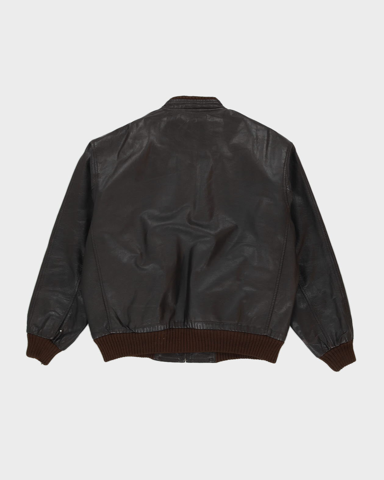 Vintage 70s Bomber Brown Fleece Lined Leather Jacket - L