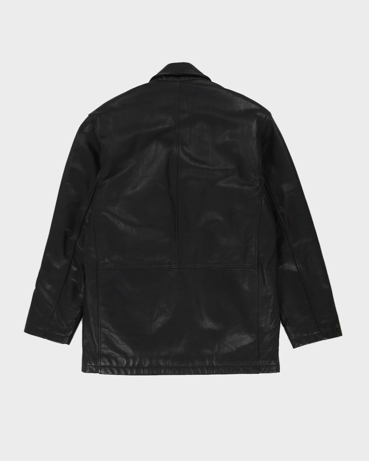 Harry Rosen Black Fleece Lined Leather Jacket - M