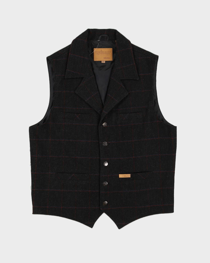 Grey Checked Wool Waistcoat - L