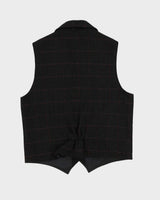 Grey Checked Wool Waistcoat - L