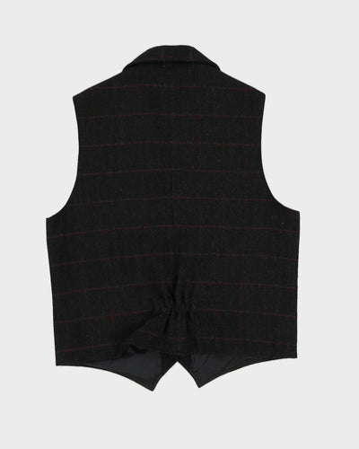 Grey Checked Wool Waistcoat - L