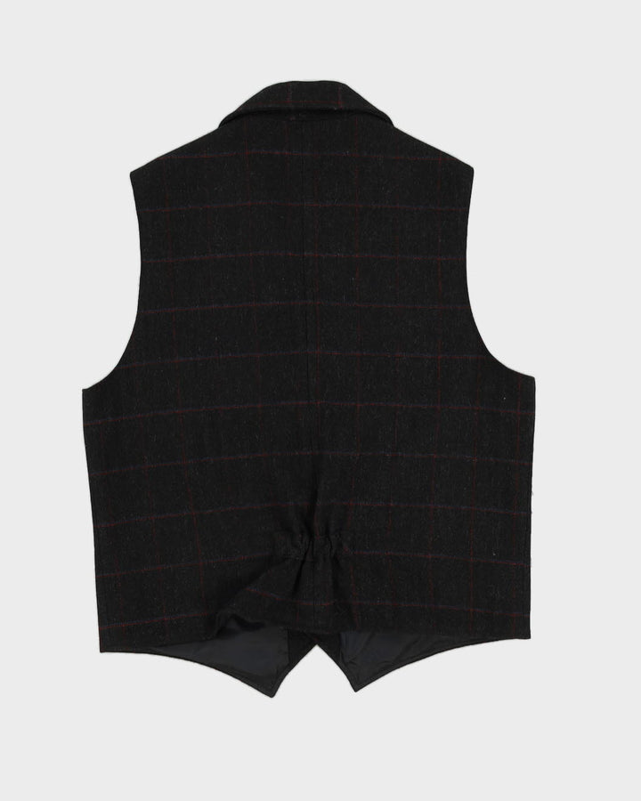 Grey Checked Wool Waistcoat - L